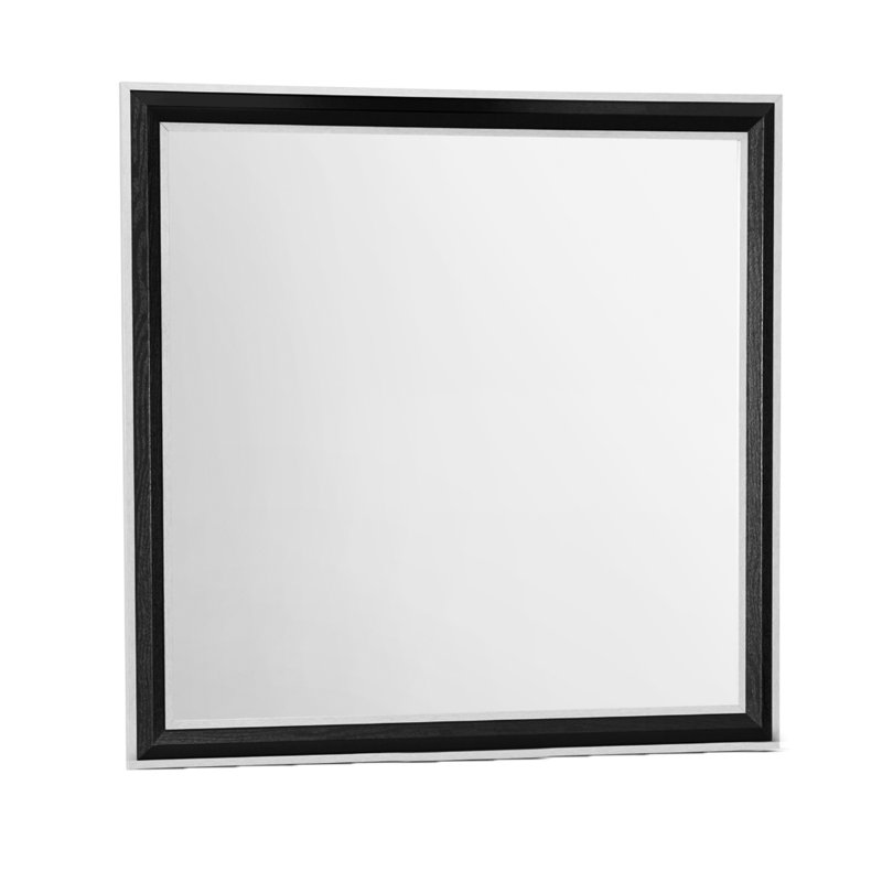 Miroir gris noir avec 0,73 po Épaisseur et bordure argentée élégante, bois massif et cadre