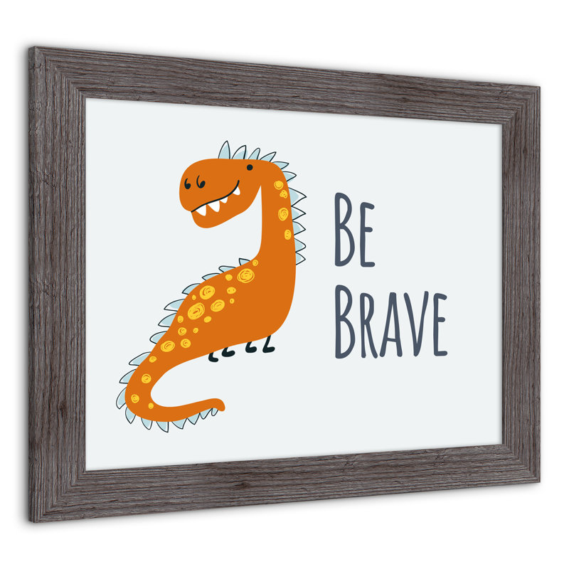 «Dino Be Brave», art encadré, H 20 po x l 16 po x P 0,75 po, Cadre gris