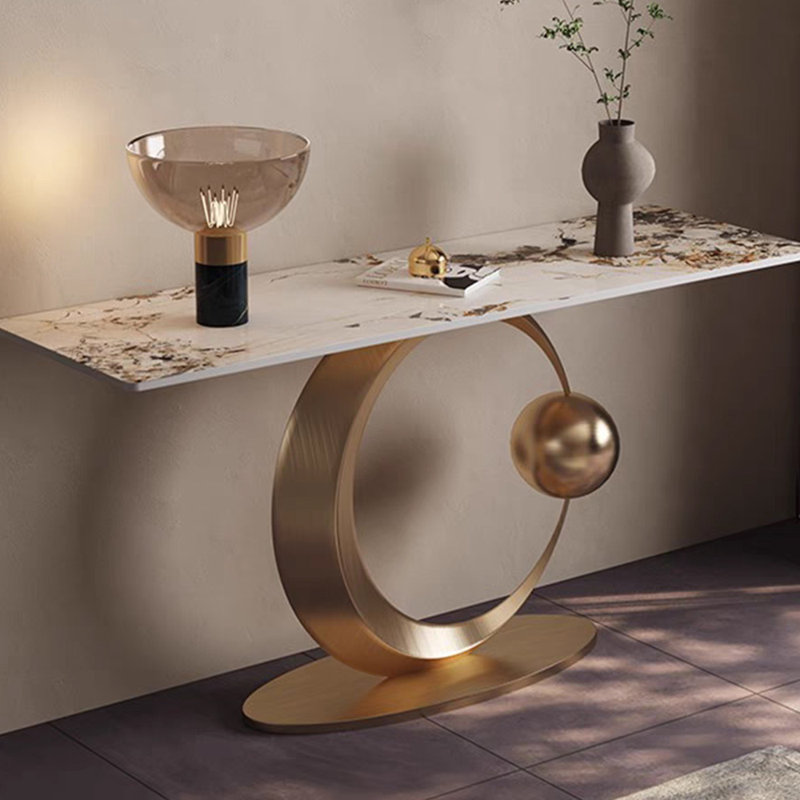 Console légère et luxueuse, H 33,5 po x l 55,1 po x P 13,8 po, Doré