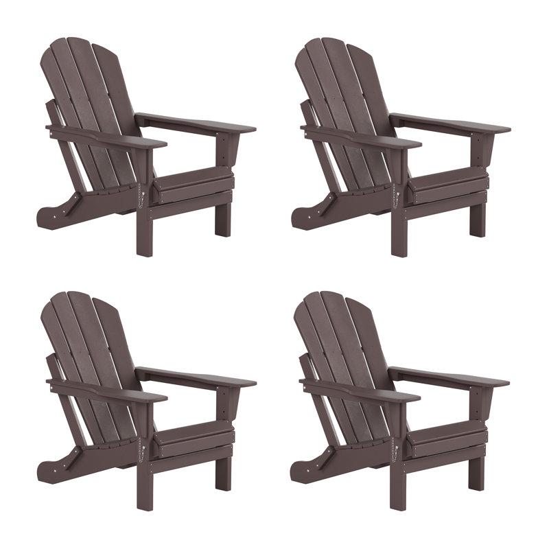 Chaise Adirondack pliante en PEHD Vinnie, Marron foncé