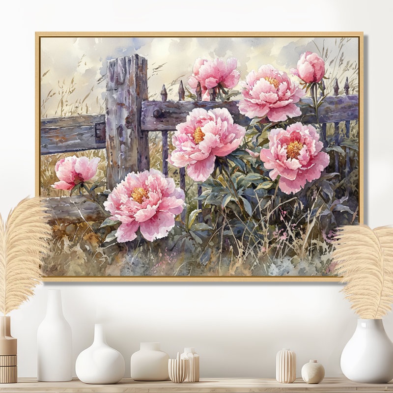 Pivoines de Purcell par The Farm Gate I - pivoines, art mural, H 12 po x l 20 po, Crème, crème