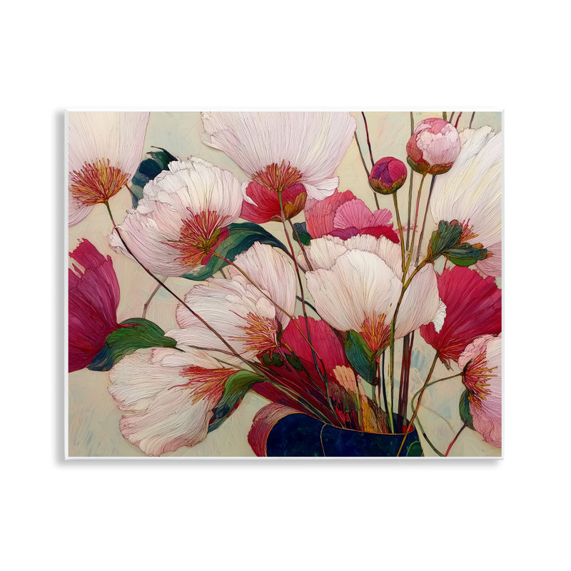 Lush Haiku, plaque murale rose et fleurs blanches, design par Annabelle Hall
