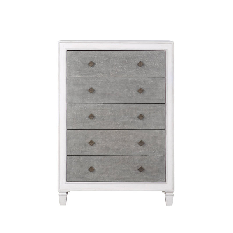 Commode Katia gris rustique et blanc vieilli