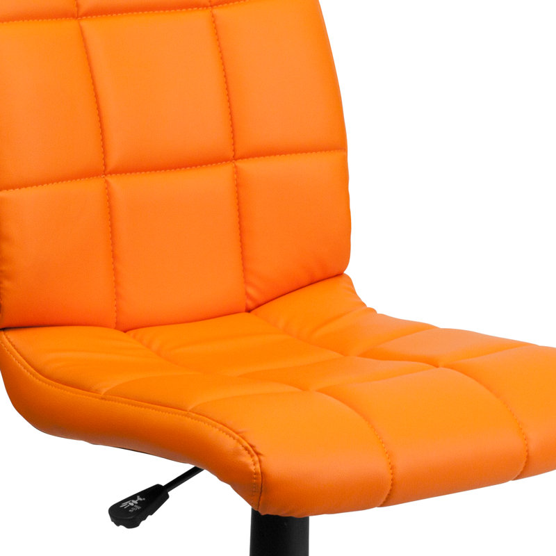 Mid-Back Quilted Vinyl Swivel Task Office Chair, No Arms, Orange