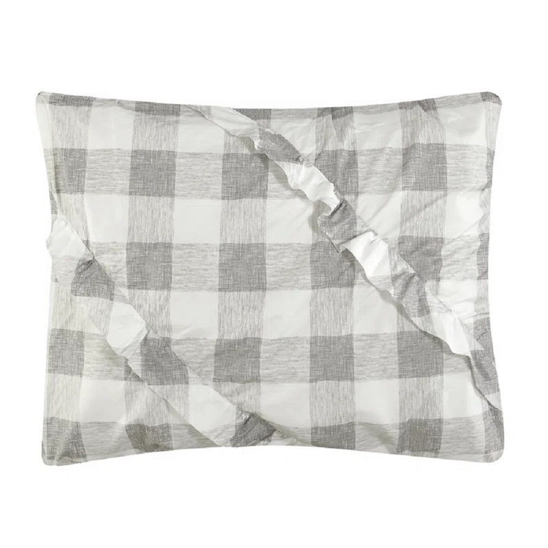 Ensemble d'édredon réversible  Ruffle, Édredon simple TG + 1 taie décorative, Gris