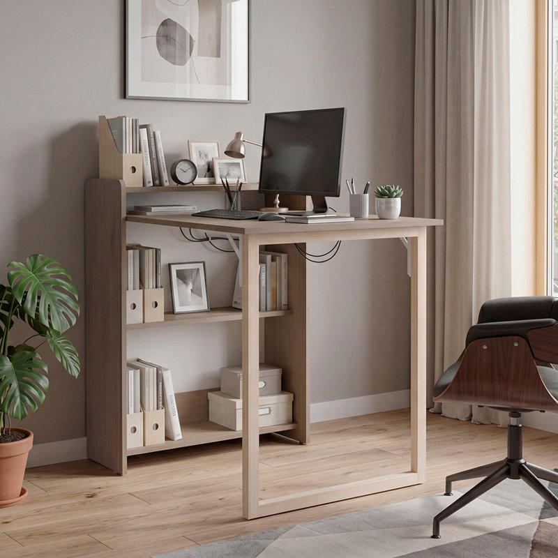 Bureau pliable Denver pour petits espaces, poste de travail compact rétractable l 25 po, CANNOLI