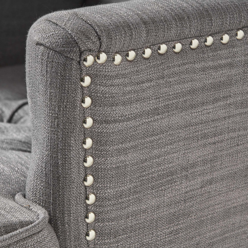 CHAISE CLUB TUFFÉE PAR HARRISON, Charcoal Fabric, Noir