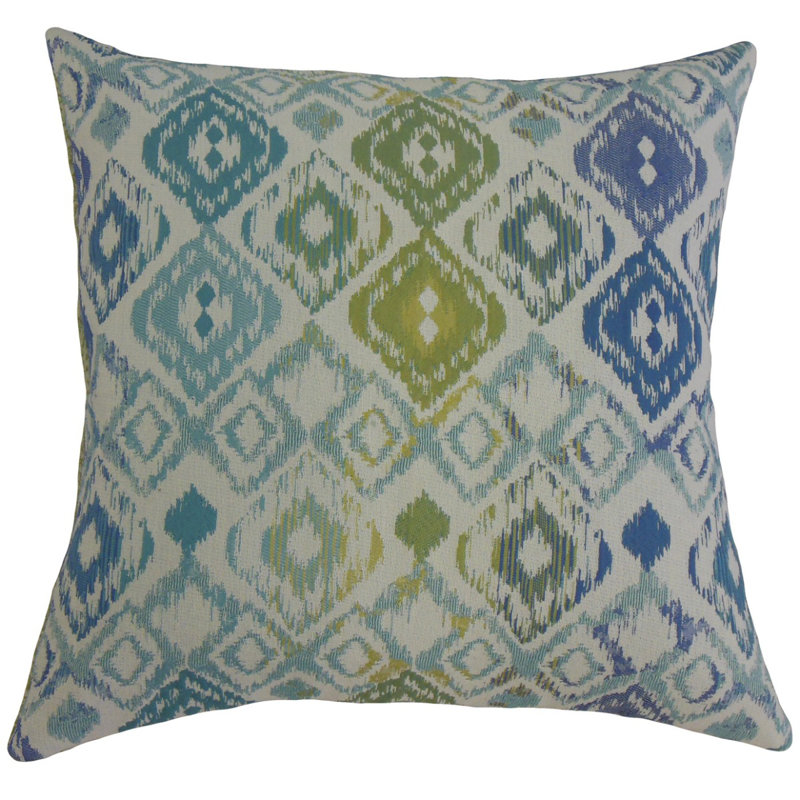 Vatusha Ikat Feather Reversible Throw Pillow, 24" x 24"