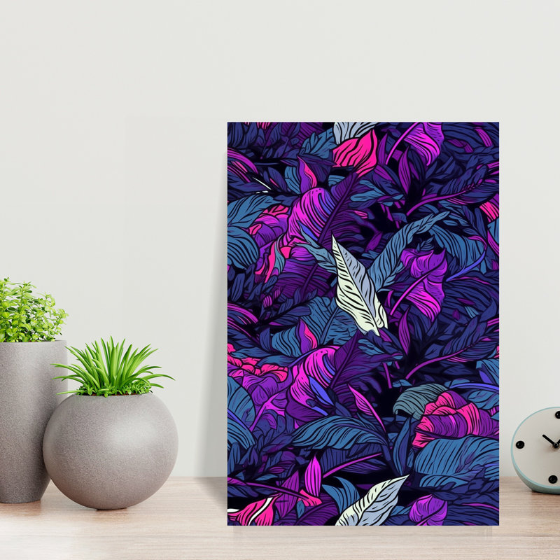 Art mural Neon Jungle Night, 18" H x 12" W
