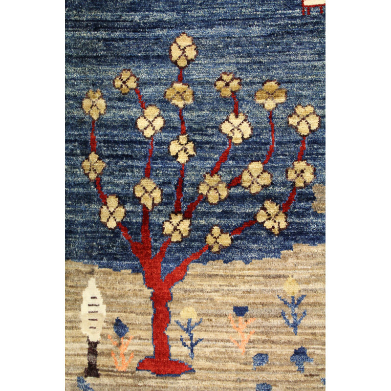 Tapis unique ivoire en laine tissé à la main 5 pi 11 po x 9 pi New Age