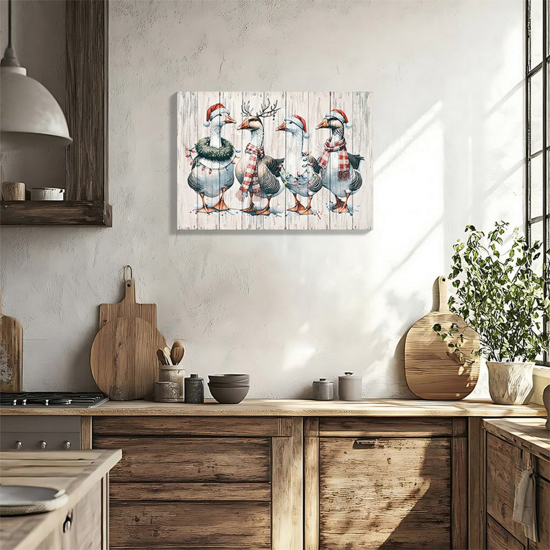 Reproduction d'art encadrée de canard rétro