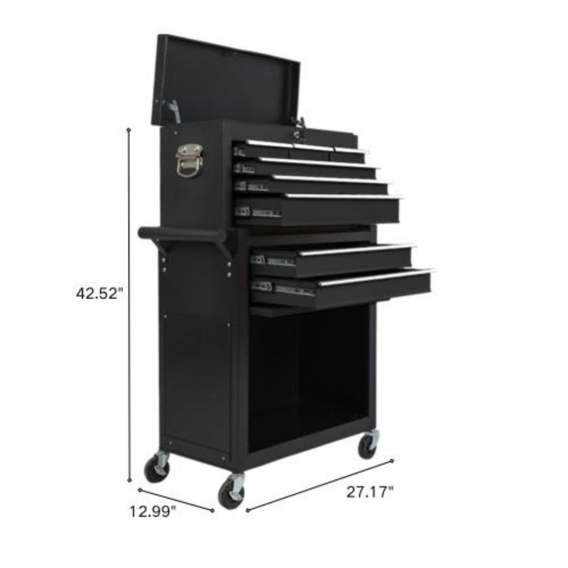 8-drawer large-capacity mobile toolbox, wheeled and drawer-equipped removable cabinet-style toolbox, lockable removable toolbox