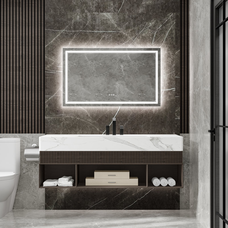 Miroir de salle de bain à DEL avec température de couleur 3, gradation, antibuée, fonction mémoire, 36 po x 60 po