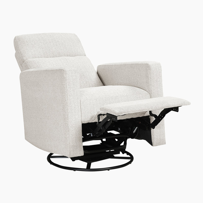 Kemontez 30" Modern & Contemporary Chenille Fabric Swivel Glider Reclining Chair with 360-Degree Swivel & Gentle Gliding Motion