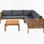 Ensemble de canapé d'extérieur à structure en bois avec coussins beiges Design exotique avec accessoires en métal robuste