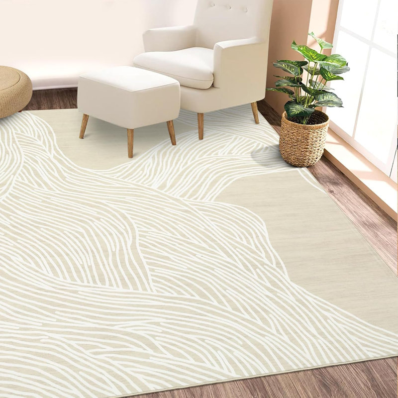 Plush Hallway Runner Rug – 350gsm Faux Lamb Wool, Machine Washable, Non-Slip, Modern Swimming Pattern for Entryway, Kitchen (Black & White)