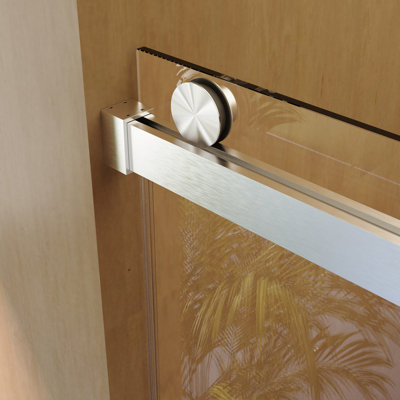 68-72" W * 76" H Frameless Single Sliding Soft-Close Shower Doors with Buffer, Reversible Installation, 3/8" (10mm) Thick SGCC Tempered Glass Door, Bathroom Sliding Shower Door, Brushed Nickel Finish