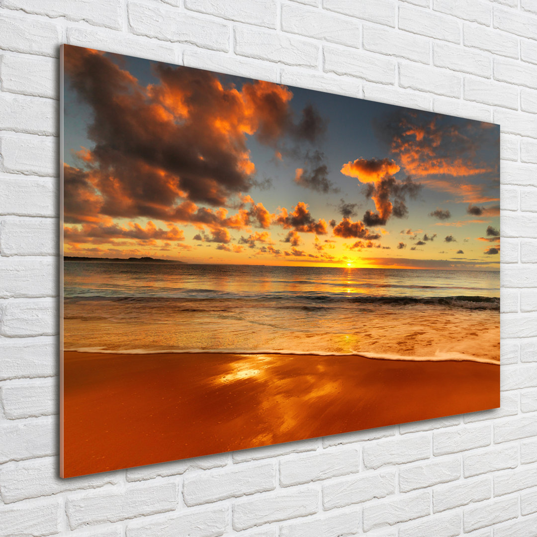 Glasbild Sunset Beach