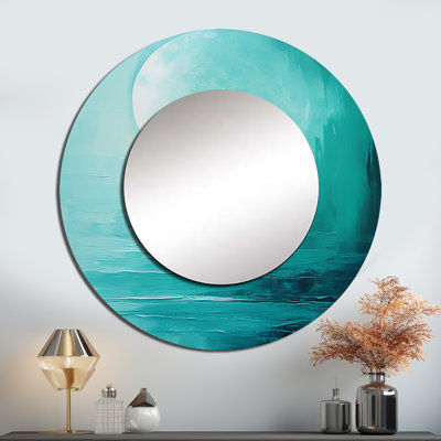Teal Moon Tranquillity I - Moon Round Mirror Wall Decor_MTMIR116268