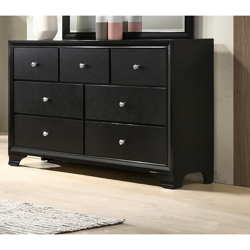 Commode horizontale à sept tiroirs, commode à cadre en bois pour le rangement, commode de rangement pour la chambre à coucher