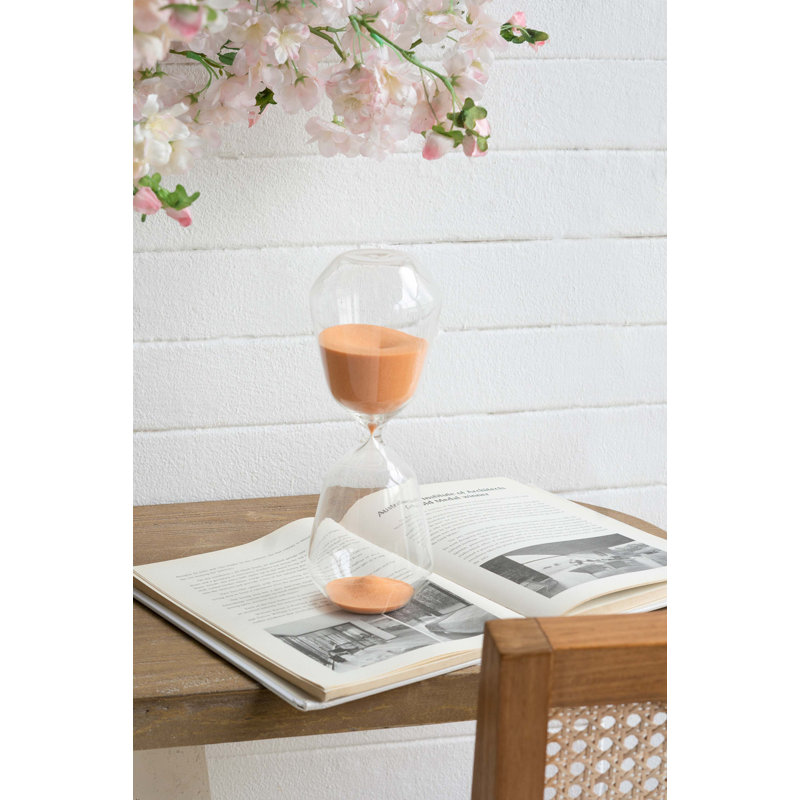 Sablier décoratif au design profilé transparent et sable terre cuite