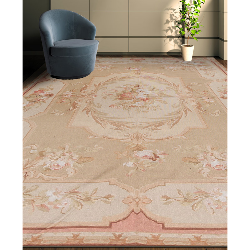 Hand-Knotted High-Quality Camel and Beige Area Rug