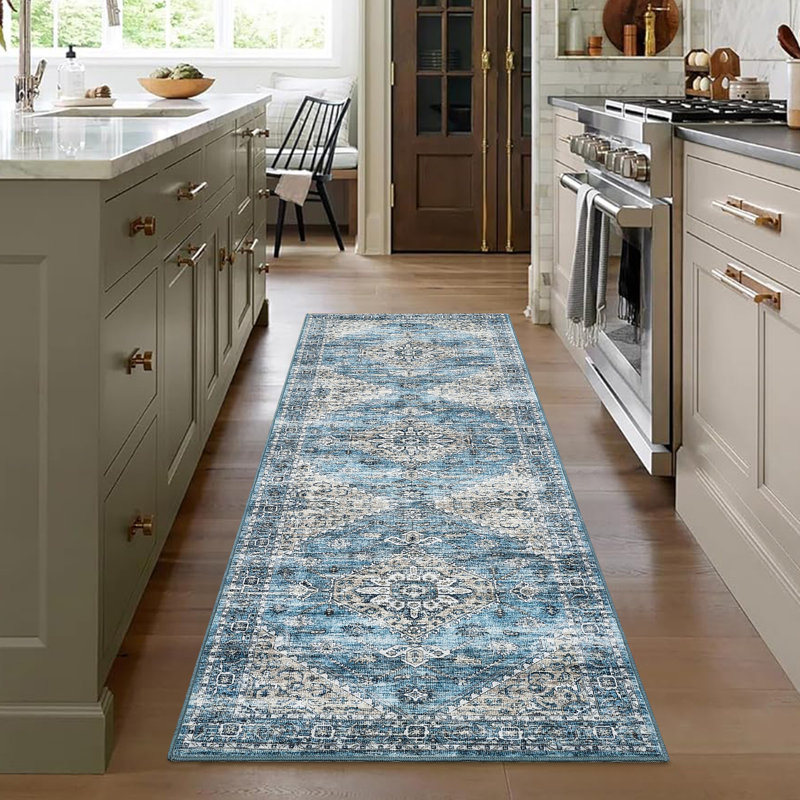Elegant Oriental Machine Washable Rug with Rubber Anti-Slip Backing Ideal for Living Room, Dining Room, Bedroom, Office & Playroom