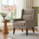 Fauteuil d'appoint rembourré en polyester à haut dossier avec ressorts à arc