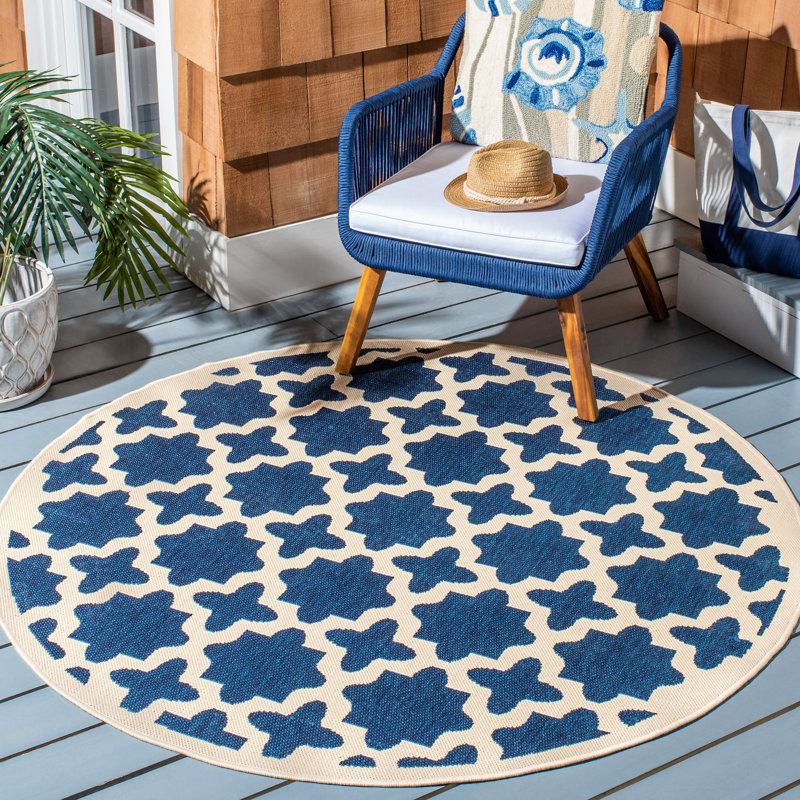 Herefordshire Performance Geometric Indoor/Outdoor Area Rug, Round 5'3"