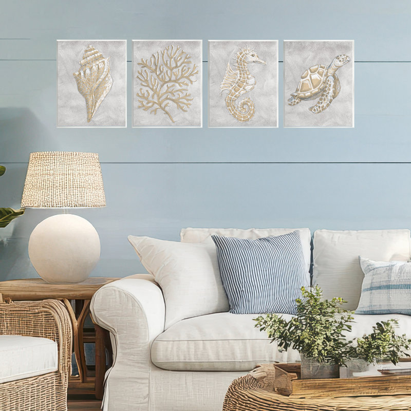 Dessin gris de la vie marine, plaque par Patti Bishop
