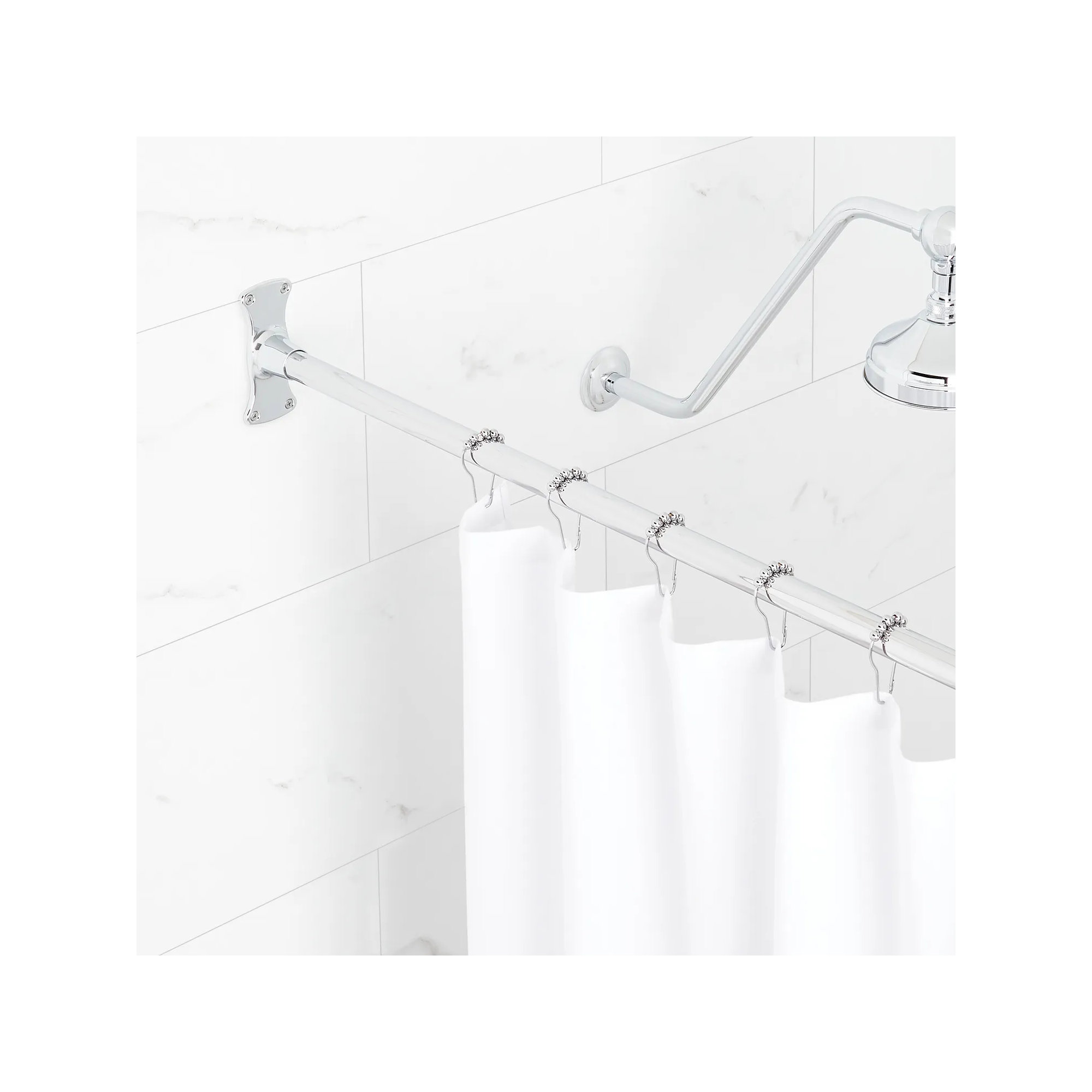 60" Brass Straight Shower Curtain Rod, Chrome