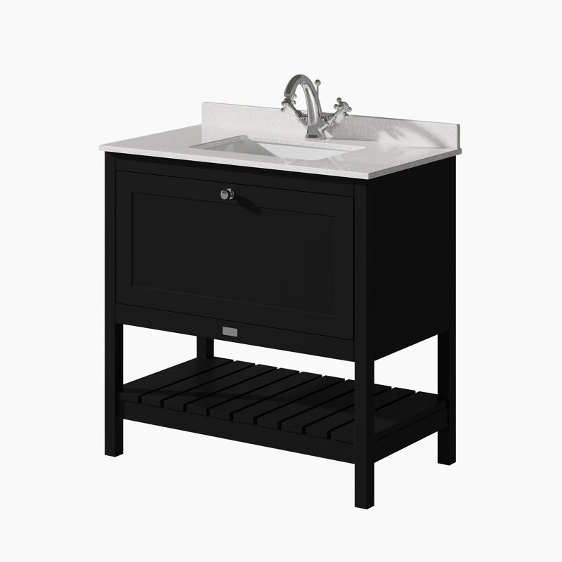 Hartleigh Bathroom Vanity, Matt Black, 82cm W