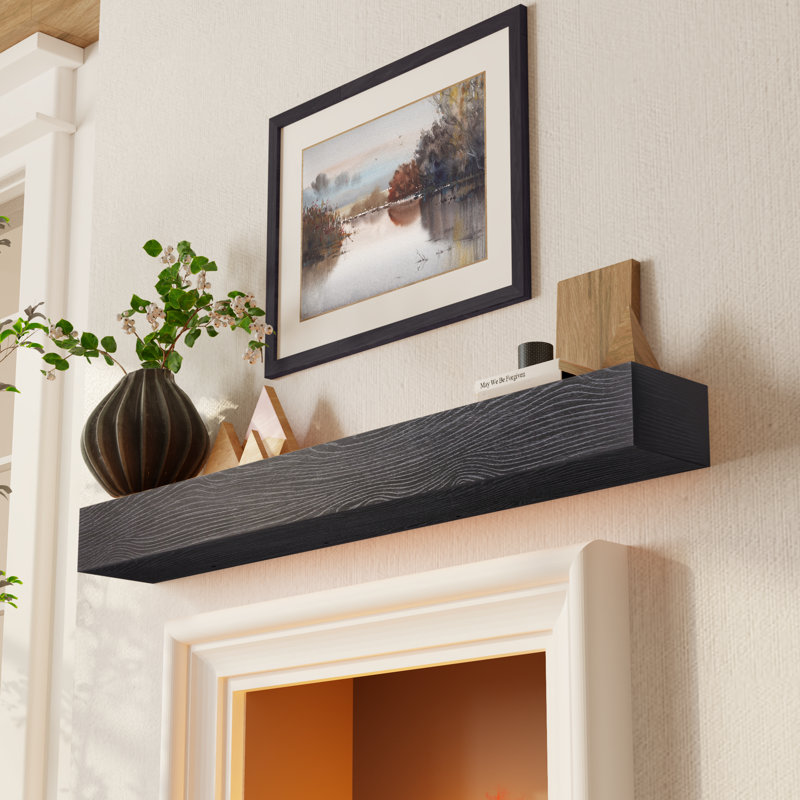 Tablette de manteau de cheminée flottante en bois Ettinger Modern Farmhouse - capacité de 100 lb, Espresso, 72"