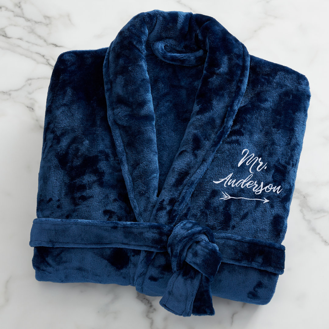 Fleece Boy / Man+ Mid-Calf Bathrobe with Pockets Personalization Mall