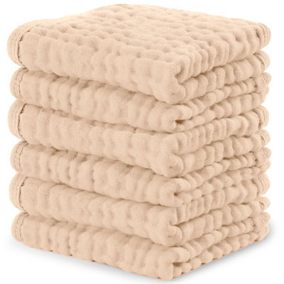 Comfy Cubs Muslin Baby Washcloths - Soft 6-Layer Cotton Wash Cloths for Sensitive Skin - 10"x10" Large, Gentle, Absorbent Infant Essentials