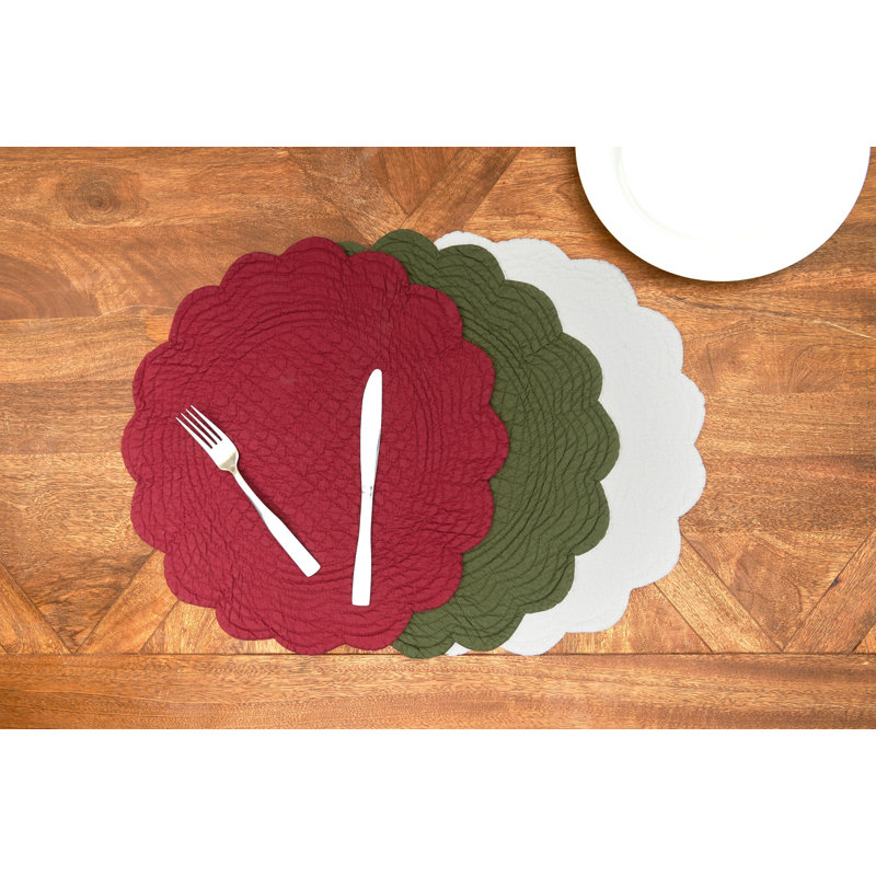 Cotton Quilted Reversible Cotton Placemat, White
