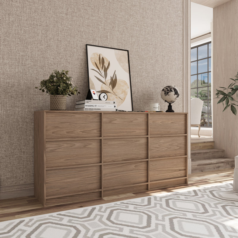63"-dresser For Bedroom With 9 Drawers, Brown