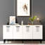 Console élégante en chêne saphir et blanc, panneau de particules recouvert de mélamine à 100%, épaisseur: 0,7 pouce | Solution de rangement élégante pour le salon et le vestibule, design durable et moderne-1011322467