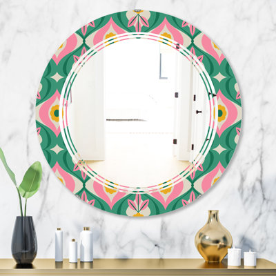Pattern with Flowers and Leaves Triple C Cottage Americana Frameless Wall Mirror