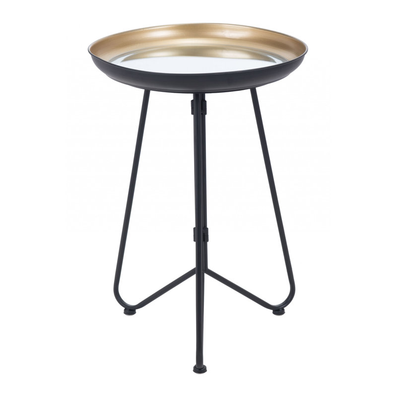 Table d'appoint en acier noir et or