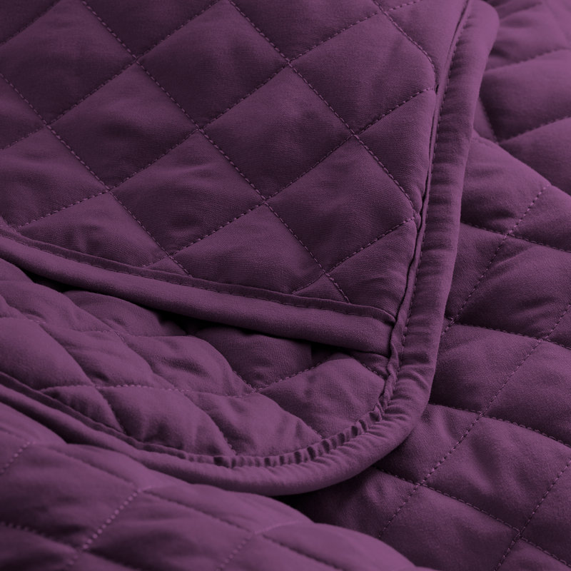 Coverlet and Sheet Set Bundle, Full XL Coverlet + 6 Additional Pieces, Plum/White