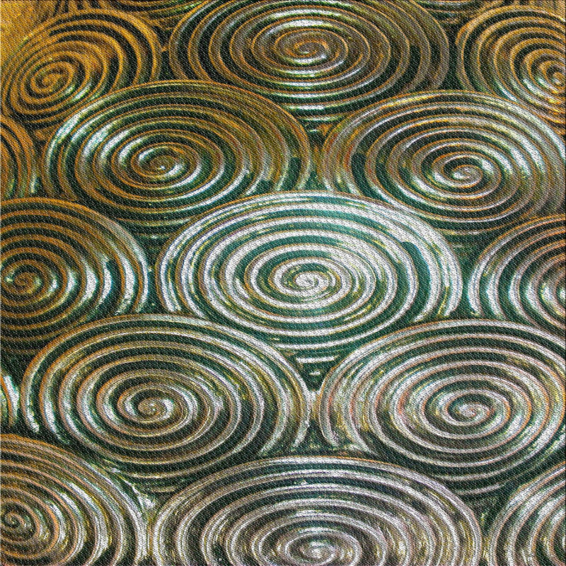 Tapis de zone dorée à motifs, Carré 7 pi