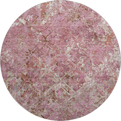 Premium Machine Washable Prisco Pink Rug