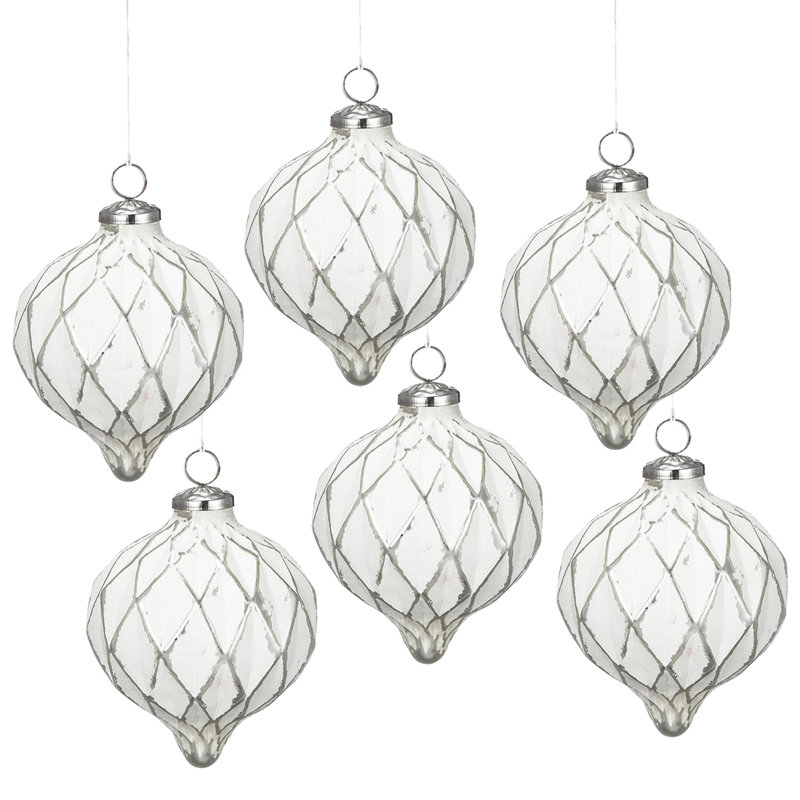 Boules de Noël en verre Gries pour présentation d'arbre de Noël, H 5,7 po x l 4,3 po x P 4,3 po