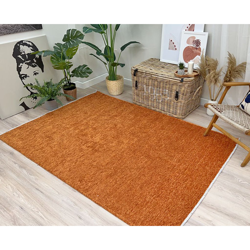 Tapis tissé lavable orange uni Alfa 7 pièces Alfa, Tapis de couloir 2 pi 6 po x 4 pi 9 po