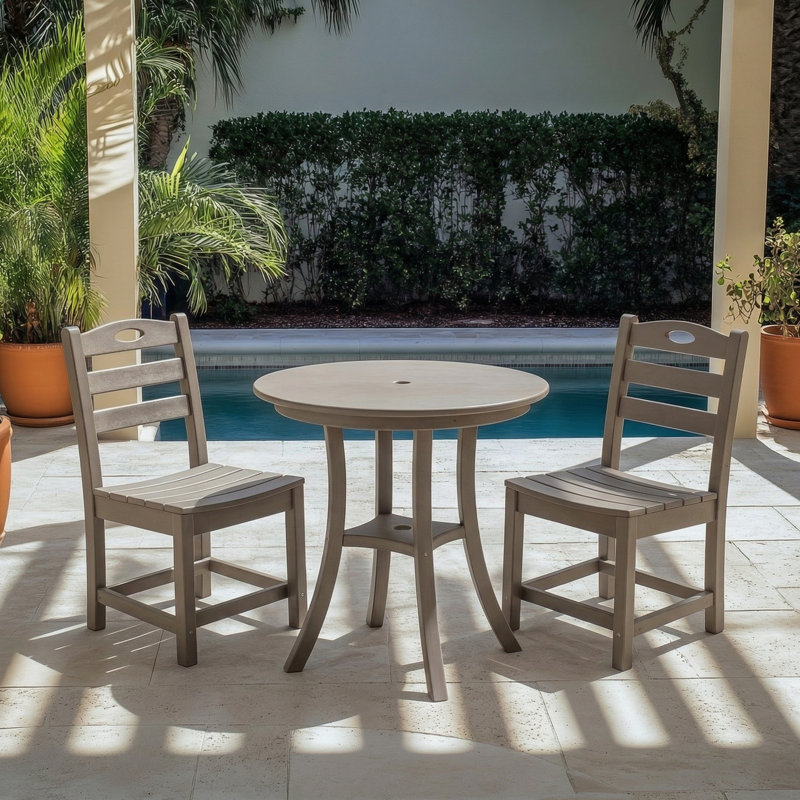 Antique Brown 3-Piece Patio Bistro Set with Round Table and 2 Chairs, Brown