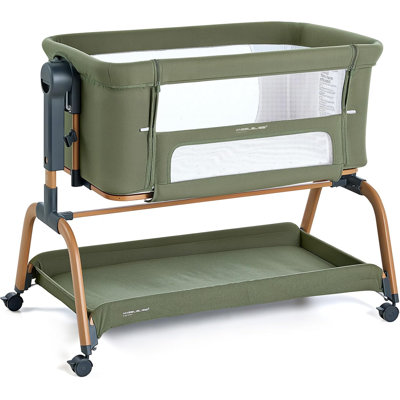 Alasca 3 in 1 Baby Bassinet, Rocking Bassinets Bedside Sleeper with Comfy Mattress and Wheels, 6 Height Adjustable Easy Folding Portable Bedside Crib for Newborn Infant