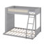 Lit superposé simple au-dessus d'un lit double avec tablette de rangement latérale et lit superposé en bois léger avec échelle intégrée et garde-corps-128987007