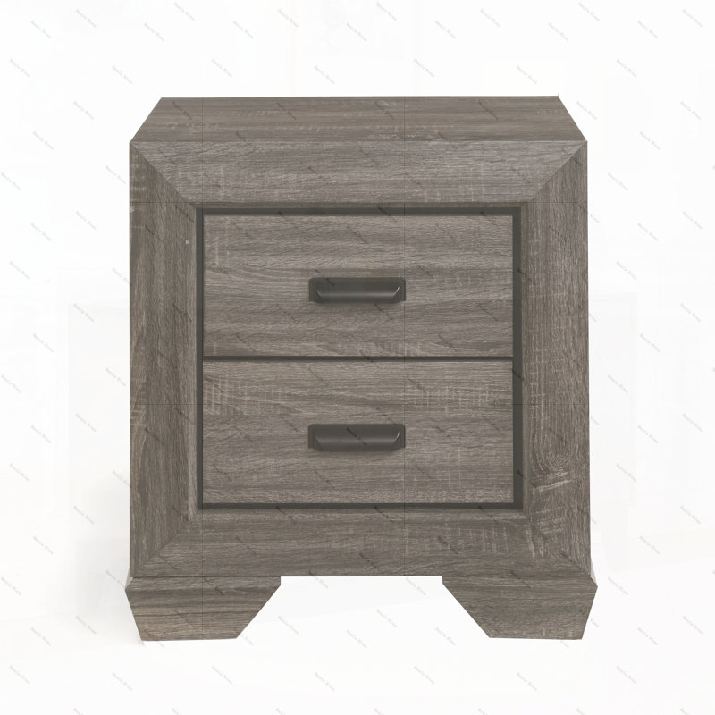 Table de chevet 2 tiroirs gris vieilli