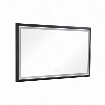 72 X 48" LED Bathroom Mirror With Aluminum Frame, Wall Mounted Vanity Mirror, Anti-Fog, Memory, 3 Colors, Stepless Dimmable